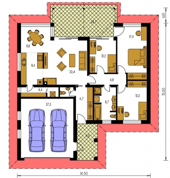Image miroir | Plan de sol du rez-de-chaussée - BUNGALOW 109